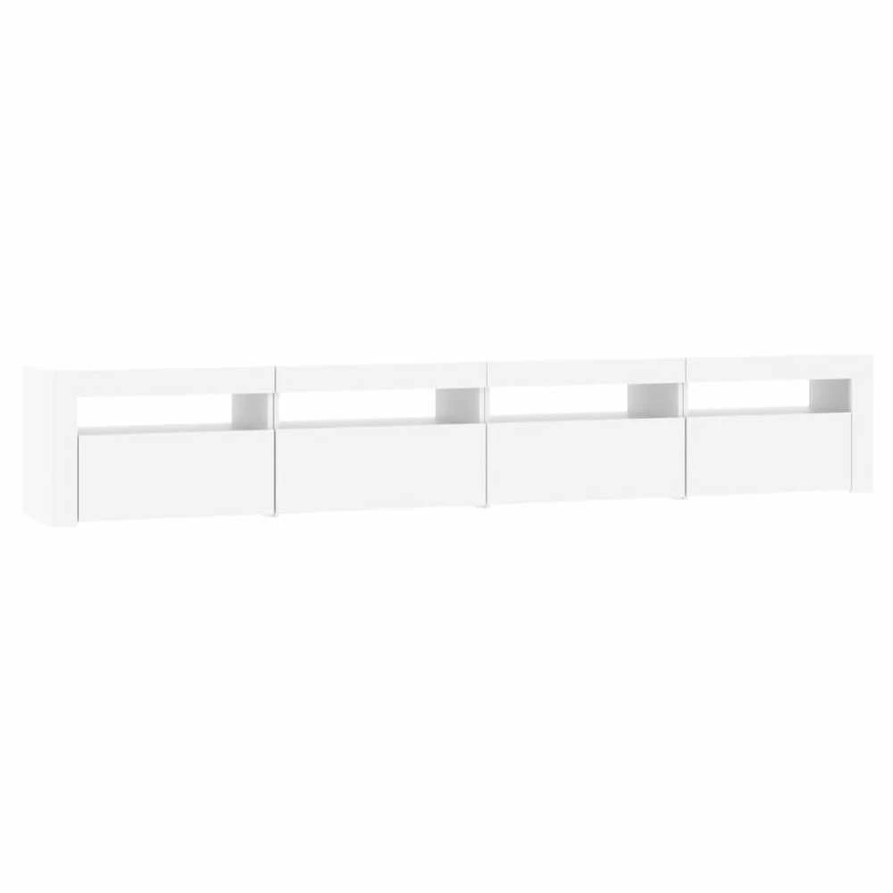 TV staliukas Televizoriaus spintelė su LED apšvietimu, balta, 240x35x40cm