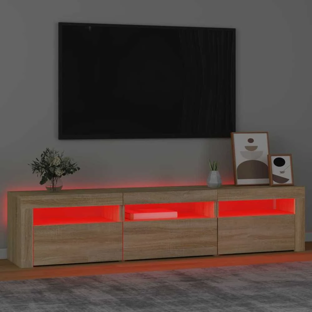 TV staliukas Televizoriaus spintelė su LED apšvietimu, ąžuolo, 180x35x40cm