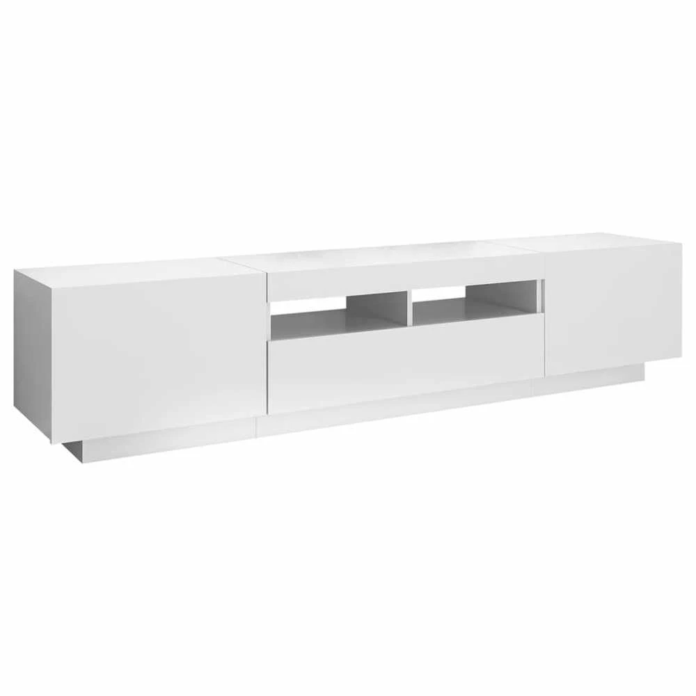 TV staliukas Televizoriaus spintelė su LED apšvietimu, balta, 180x35x40cm