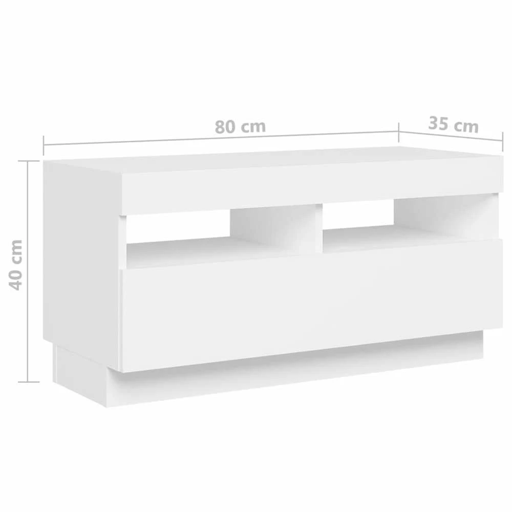 TV staliukas Televizoriaus spintelė su LED apšvietimu, balta, 180x35x40cm