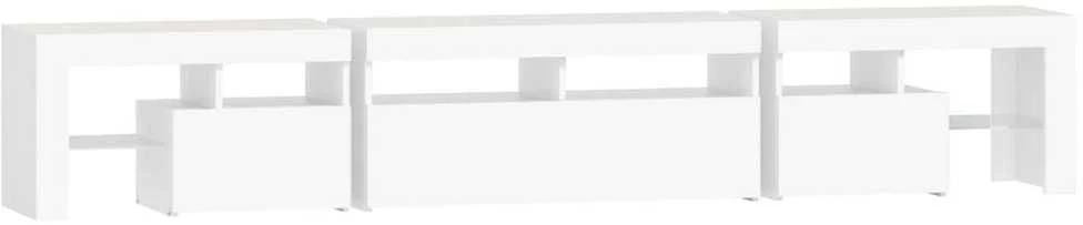 TV staliukas Televizoriaus spintelė su LED apšvietimu, balta, 230x36,5x40cm