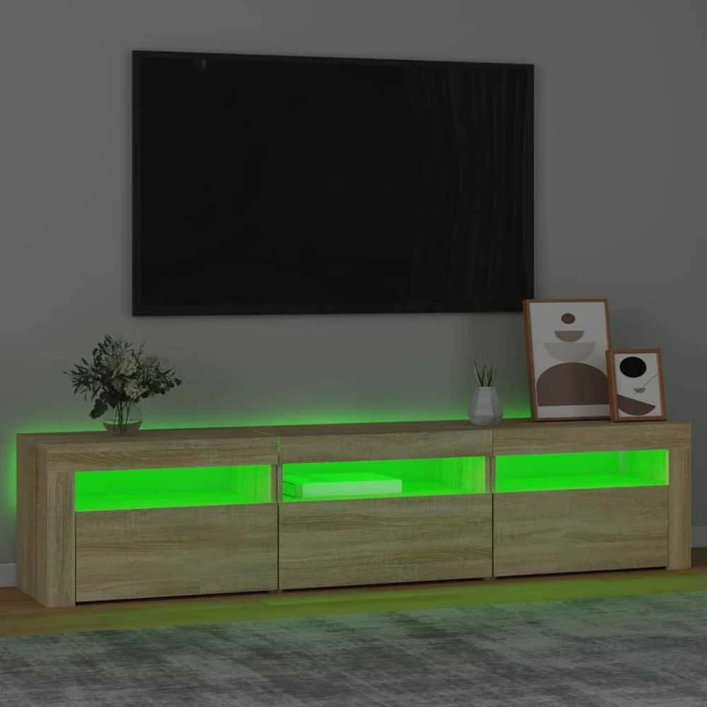 TV staliukas Televizoriaus spintelė su LED apšvietimu, ąžuolo, 180x35x40cm
