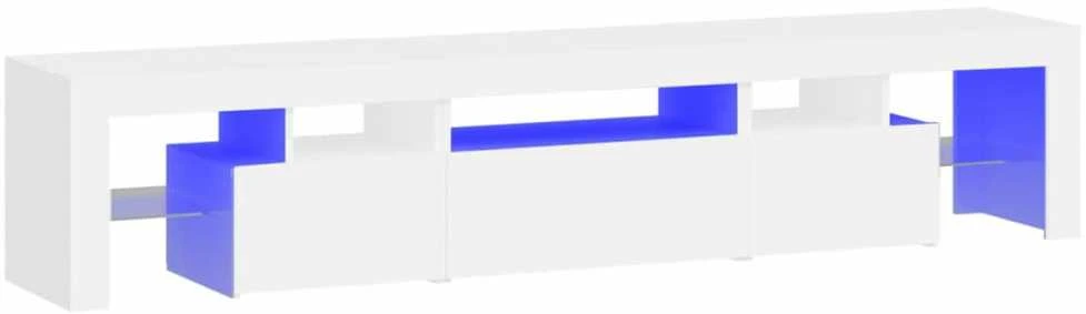 TV staliukas Televizoriaus spintelė su LED apšvietimu, balta, 200x36,5x40cm