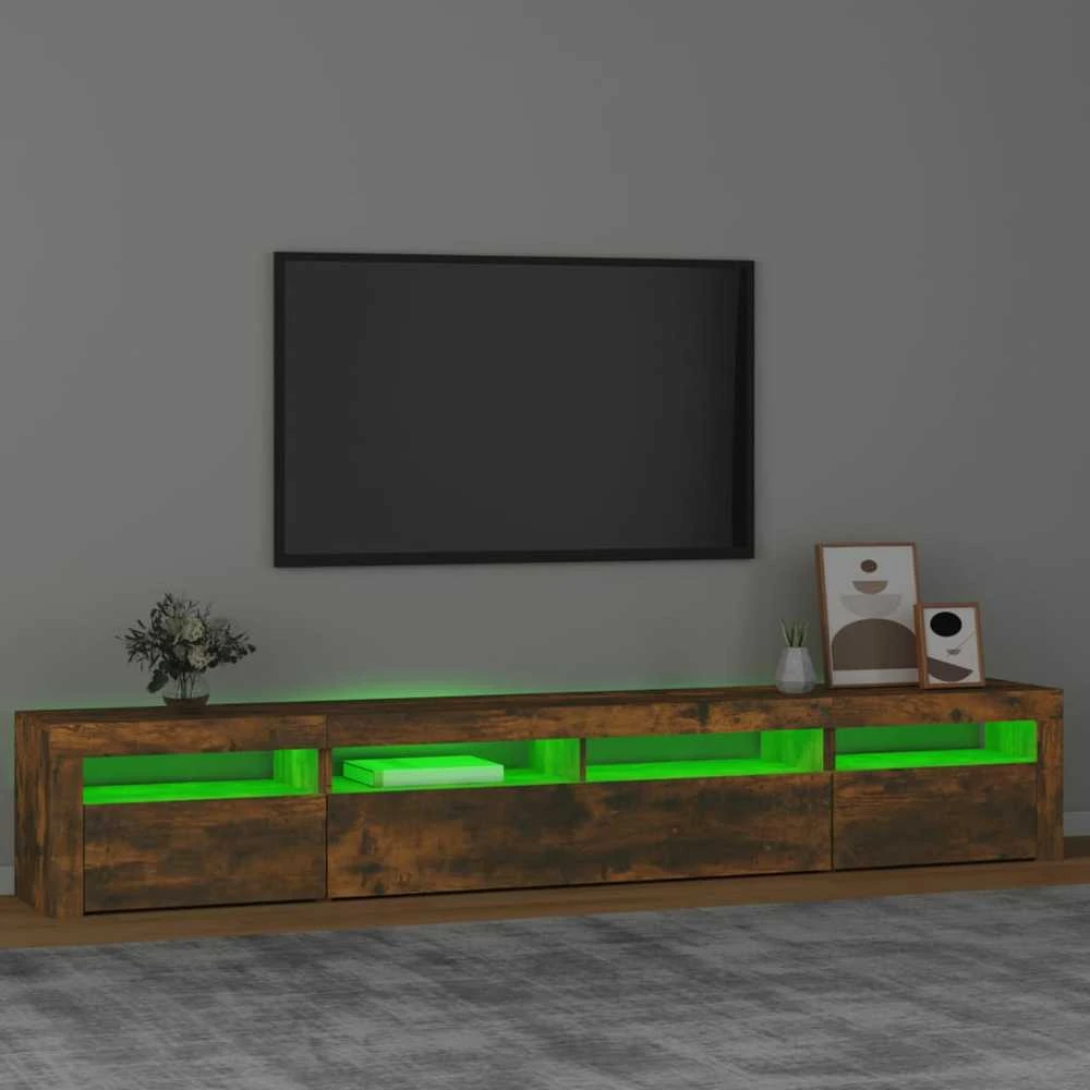 TV staliukas Televizoriaus spintelė su LED, dūminio ąžuolo, 240x35x40cm