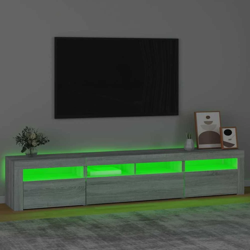 TV staliukas Televizoriaus spintelė su LED, pilka ąžuolo, 210x35x40cm