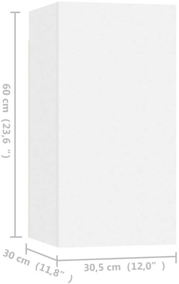 TV staliukas Televizoriaus spintelės, 4vnt., baltos, 30,5x30x60cm, mediena