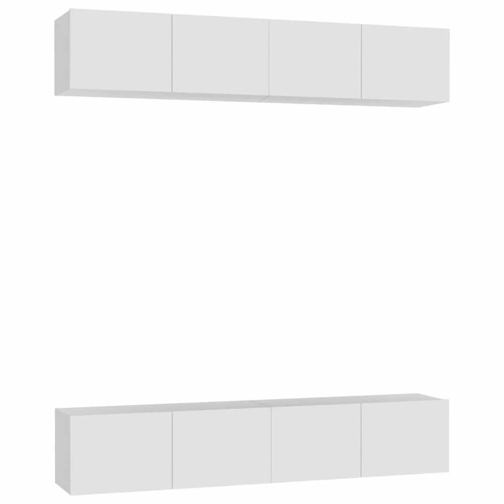 TV staliukas Televizoriaus spintelės, 4vnt., baltos, 80x30x30cm, mediena
