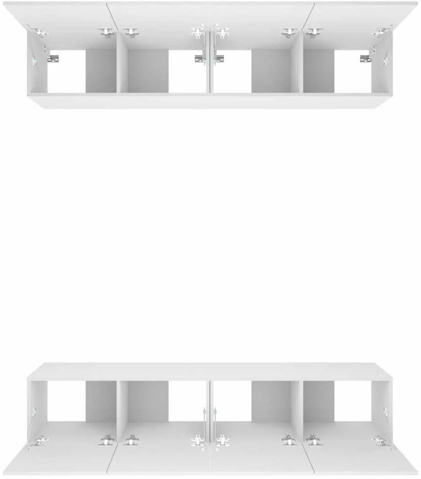 TV staliukas Televizoriaus spintelės, 4vnt., baltos, 80x30x30cm, mediena