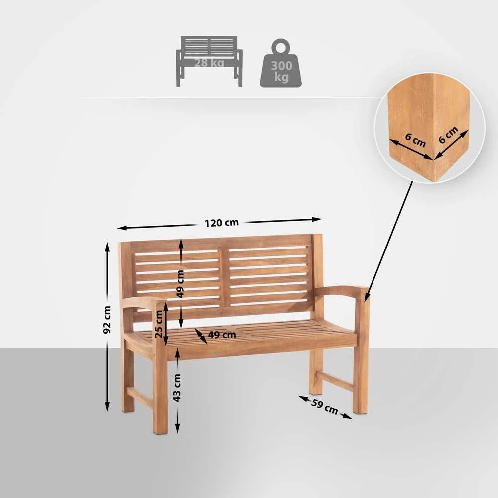 Mville Tiko medienos suoliukas Halden 120 cm