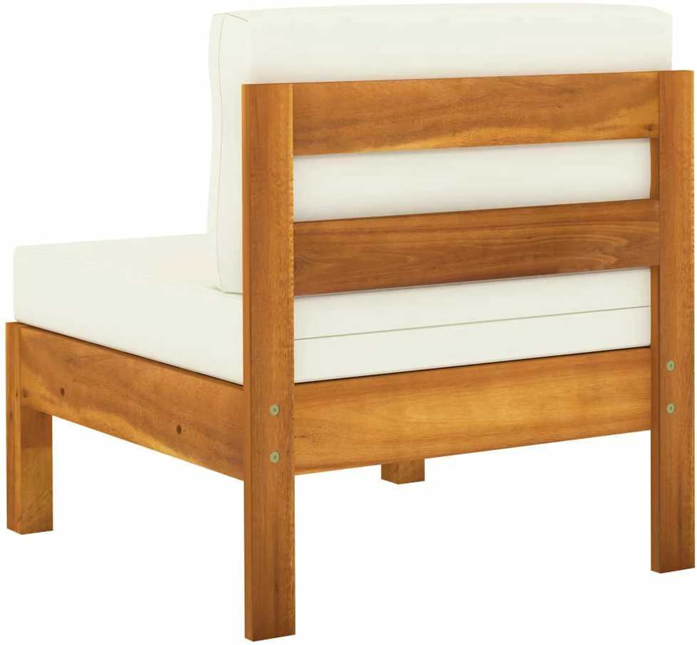 Trivietė sodo sofa su kreminėmis pagalvėmis, akacijos masyvas