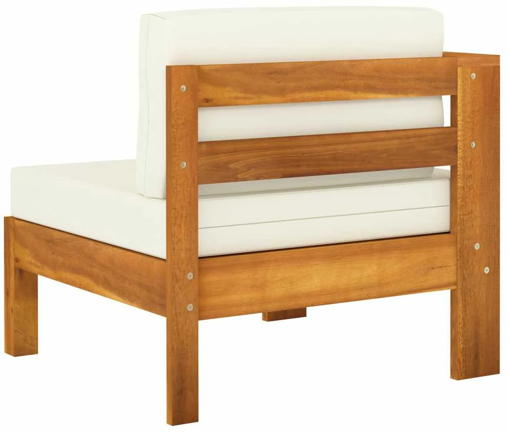 Trivietė sodo sofa su kreminėmis pagalvėmis, akacijos masyvas