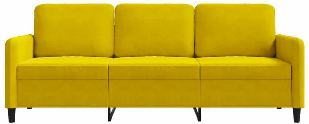 Trivietė sofa, geltonos spalvos, 180cm, aksomas