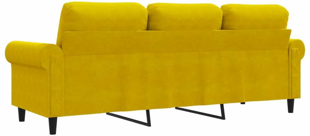 Trivietė sofa, geltonos spalvos, 180cm, aksomas