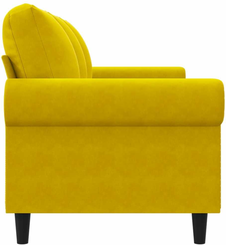 Trivietė sofa, geltonos spalvos, 180cm, aksomas