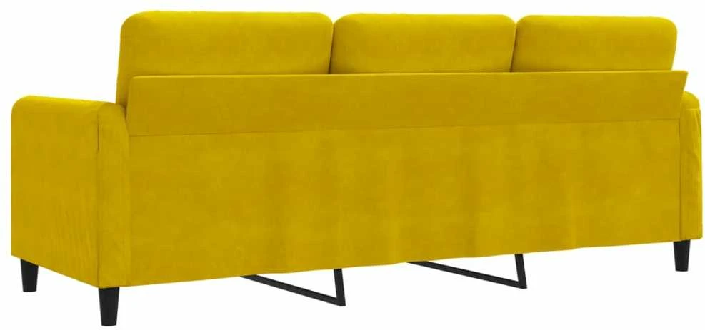 Trivietė sofa, geltonos spalvos, 180cm, aksomas