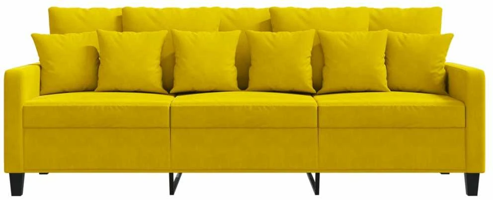 Trivietė sofa, geltonos spalvos, 180cm, aksomas