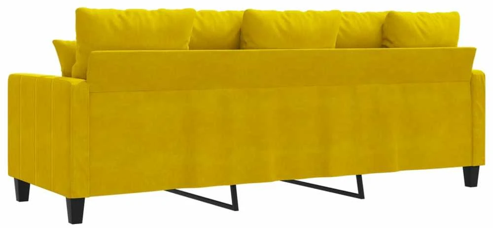 Trivietė sofa, geltonos spalvos, 180cm, aksomas