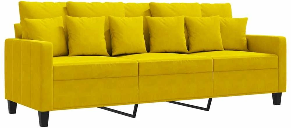 Trivietė sofa, geltonos spalvos, 180cm, aksomas