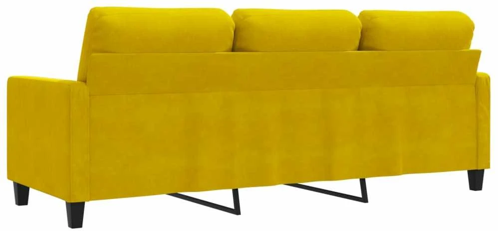 Trivietė sofa, geltonos spalvos, 180cm, aksomas