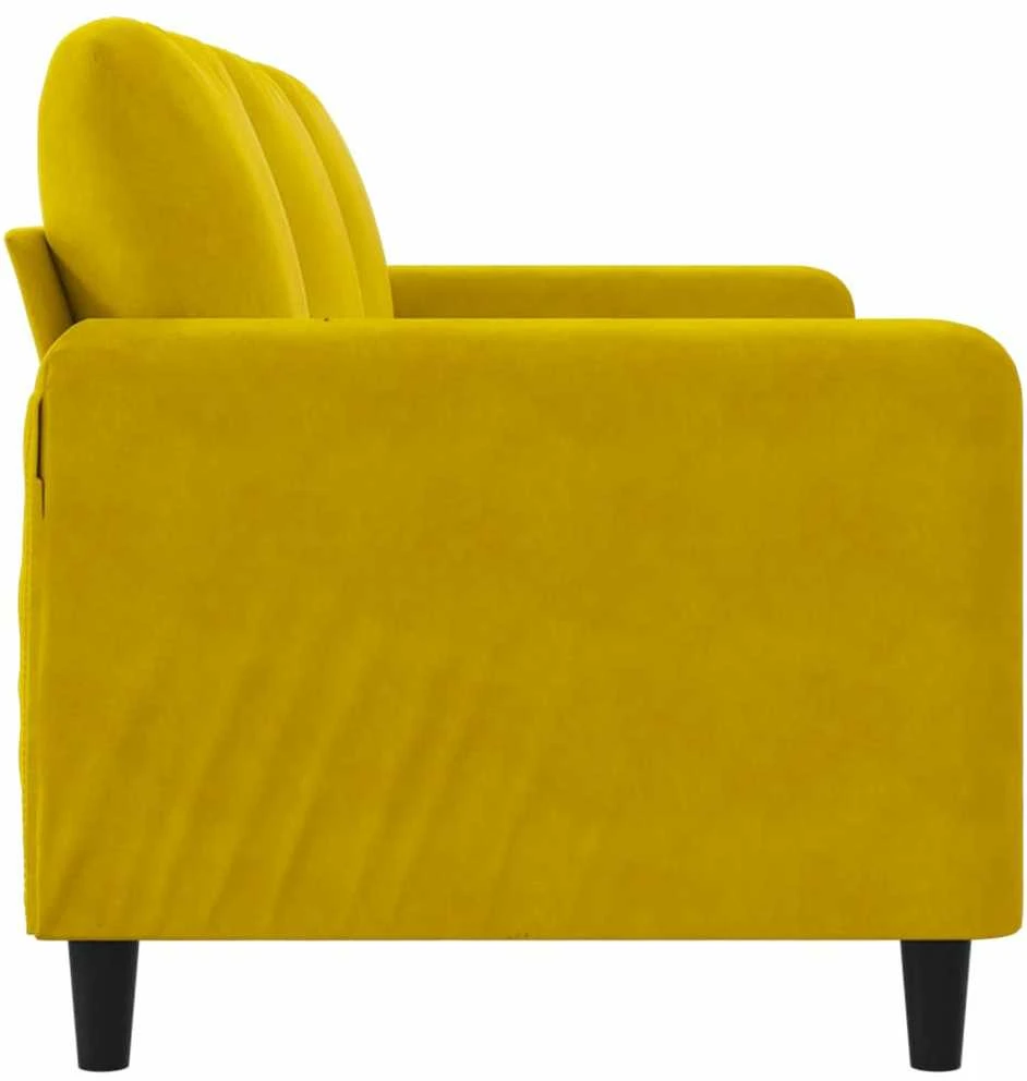Trivietė sofa, geltonos spalvos, 180cm, aksomas