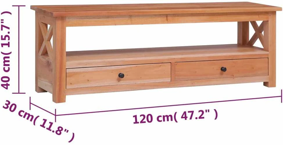 TV staliukas TV spintelė, 120x30x40cm, raudonmedžio medienos masyvas