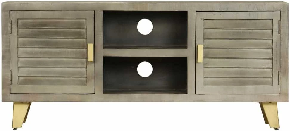 TV staliukas TV spintelė, pilka, 110x30x48cm, mango mediena ir žalvaris