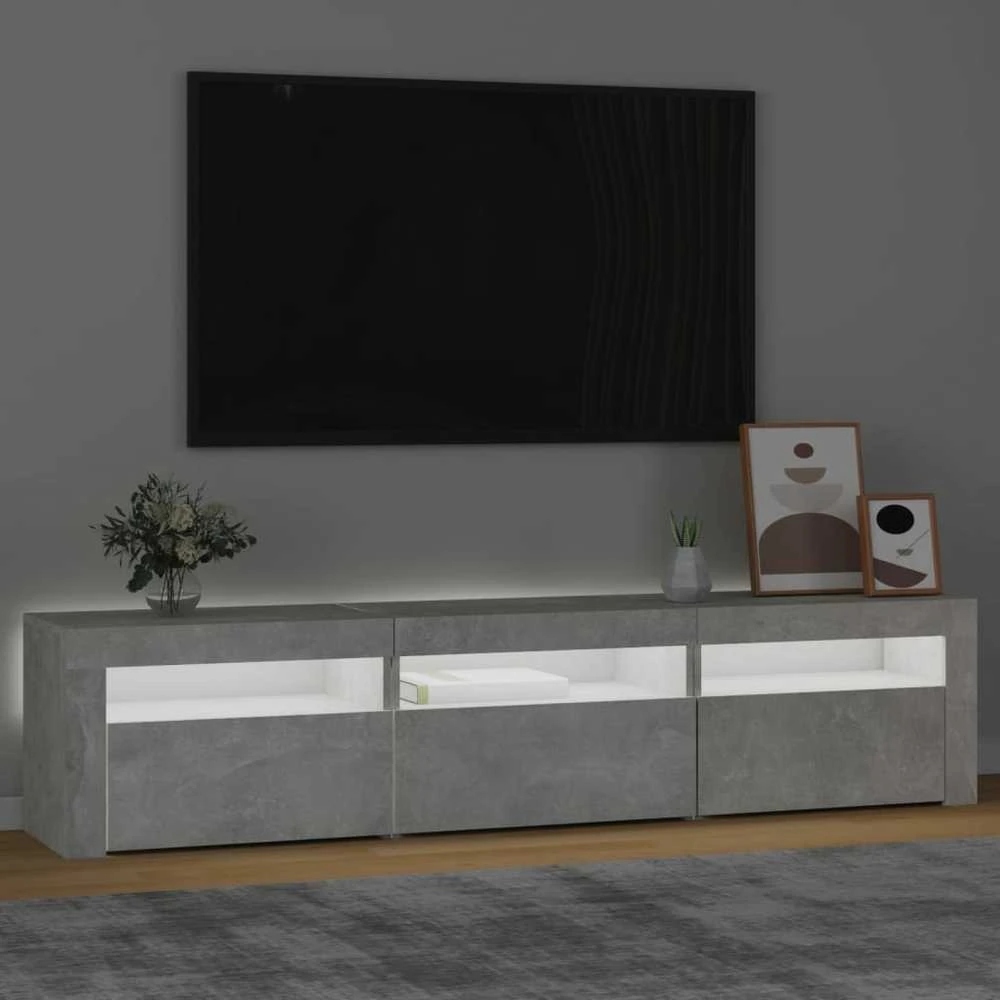 TV staliukas TV spintelė su LED apšvietimu, betono pilka, 180x35x40cm