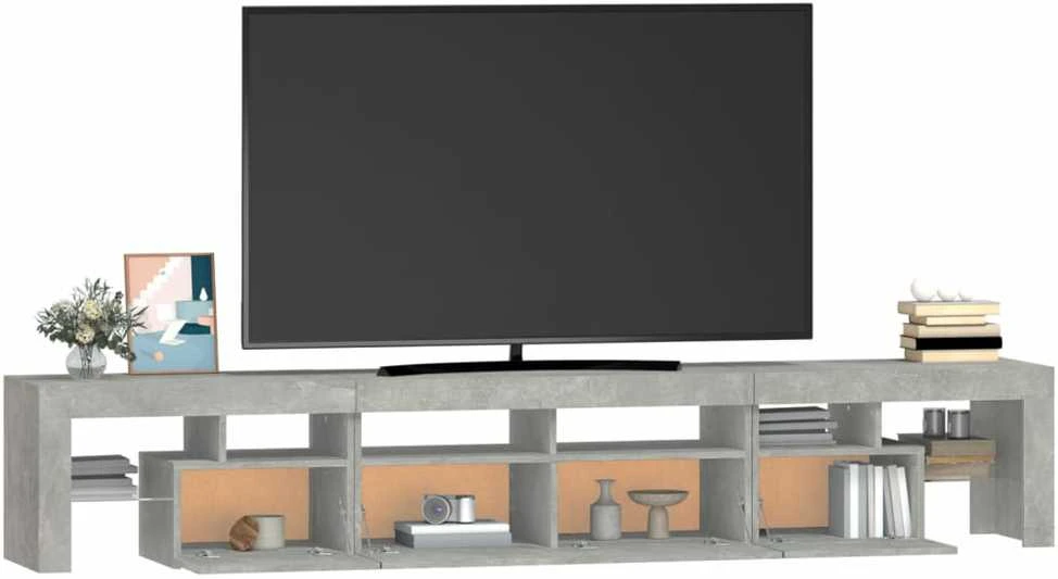 TV staliukas TV spintelė su LED apšvietimu, betono pilka, 230x36,5x40cm