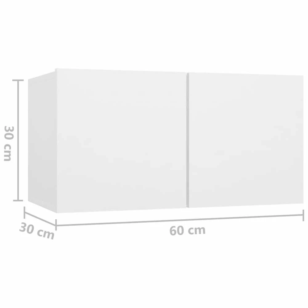 TV staliukas Pakabinamos televizoriaus spintelės, 2vnt., baltos, 60x30x30cm