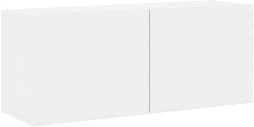 TV staliukas Prie sienos montuojama TV spintelė, baltos spalvos, 100x30x41cm