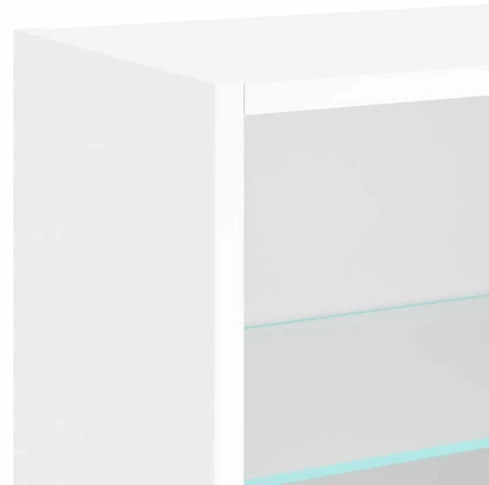 TV staliukas Sieninė TV sekcija su LED, 5 dalių, balta, apdirbta mediena