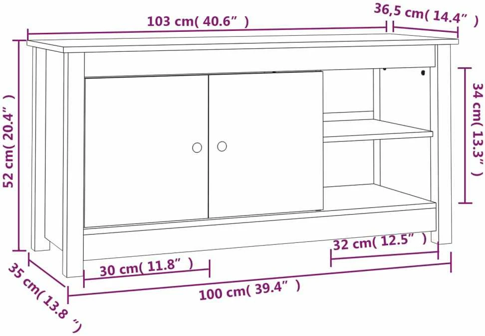 TV staliukas Televizoriaus spintelė, 103x36,5x52cm, pušies medienos masyvas
