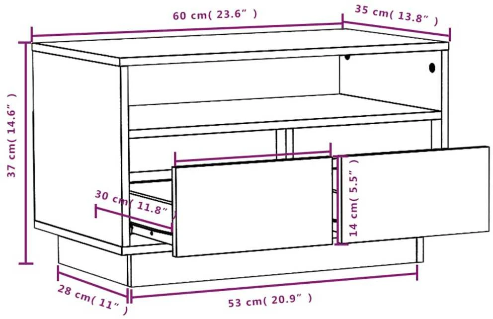 TV staliukas Televizoriaus spintelė, 60x35x37cm, pušies medienos masyvas
