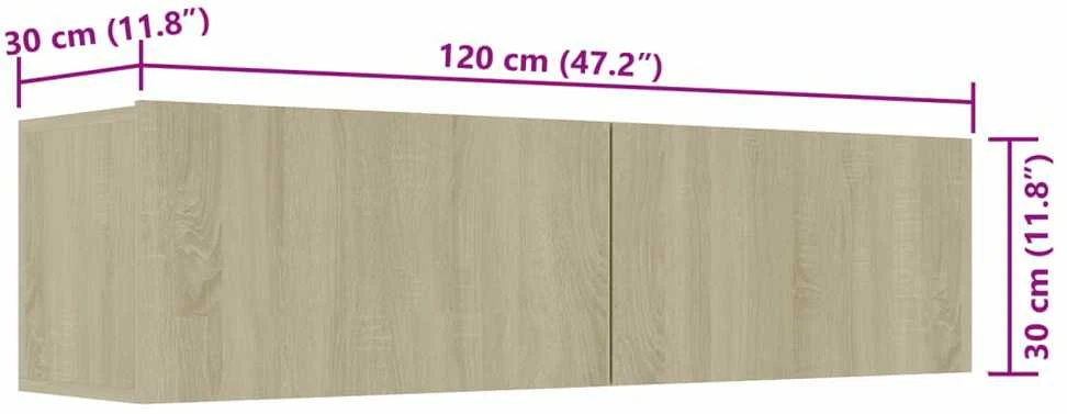 TV staliukas Televizoriaus spintelė, ąžuolo, 120x30x30cm, apdirbta mediena