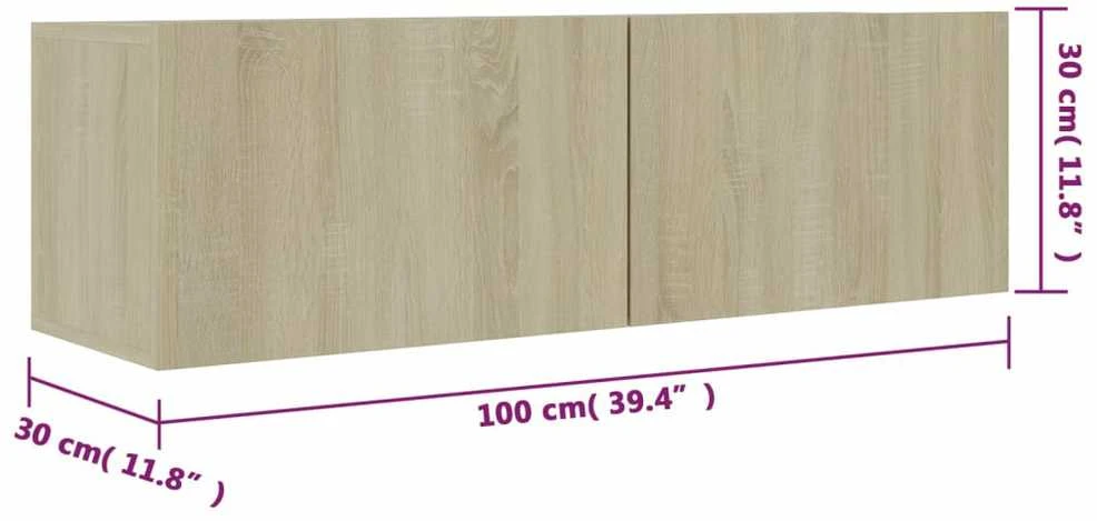 TV staliukas Televizoriaus spintelė, ąžuolo, 100x30x30cm, apdirbta mediena