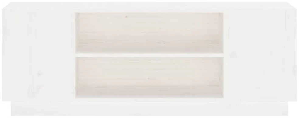 TV staliukas Televizoriaus spintelė, balta, 110x35x40,5cm, pušies masyvas