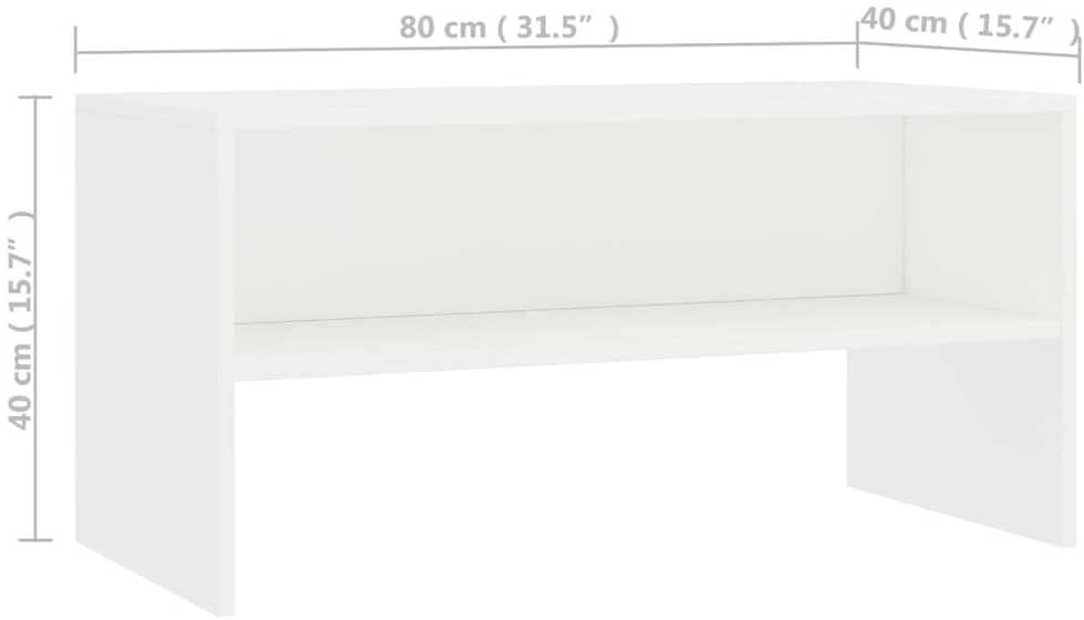 TV staliukas Televizoriaus spintelė, balta, 80x40x40cm, apdirbta mediena