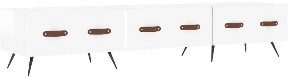 TV staliukas Televizoriaus spintelė, balta, 150x36x30cm, mediena, blizgi