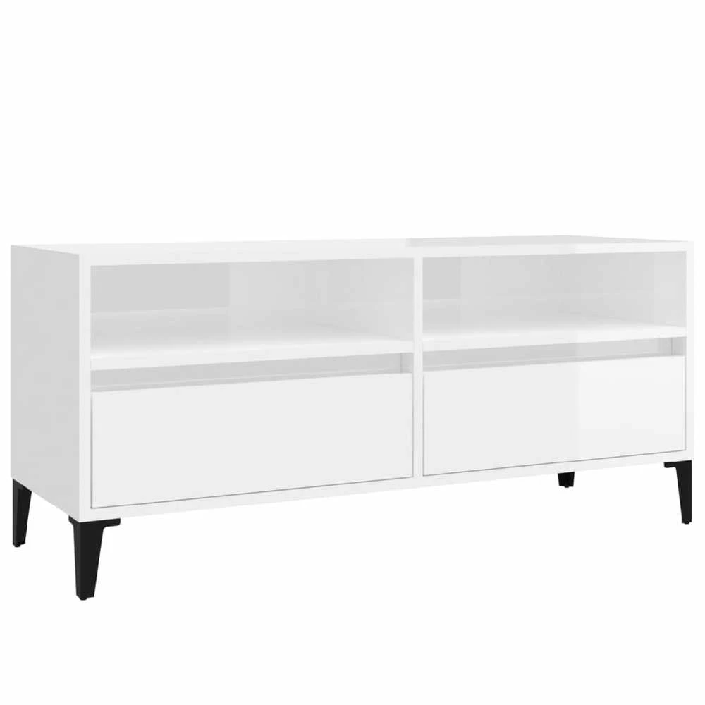 TV staliukas Televizoriaus spintelė, balta, 100x34,5x44,5cm, mediena, blizgi