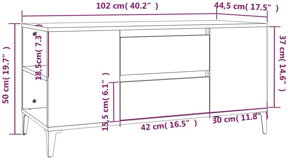 TV staliukas Televizoriaus spintelė, balta, 102x44,5x50cm, mediena, blizgi