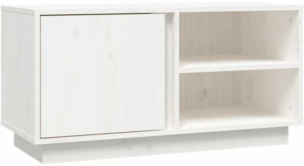 TV staliukas Televizoriaus spintelė, balta, 80x35x40,5cm, pušies masyvas