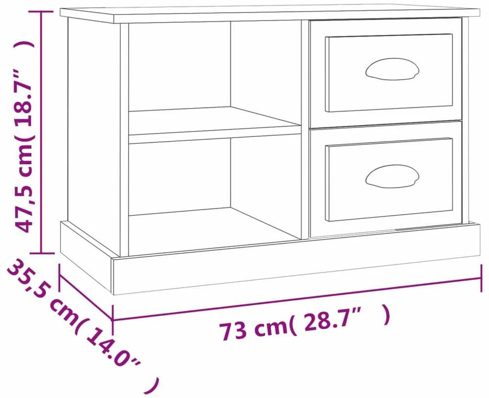 TV staliukas Televizoriaus spintelė, balta, 73x35,5x47,5cm, apdirbta mediena