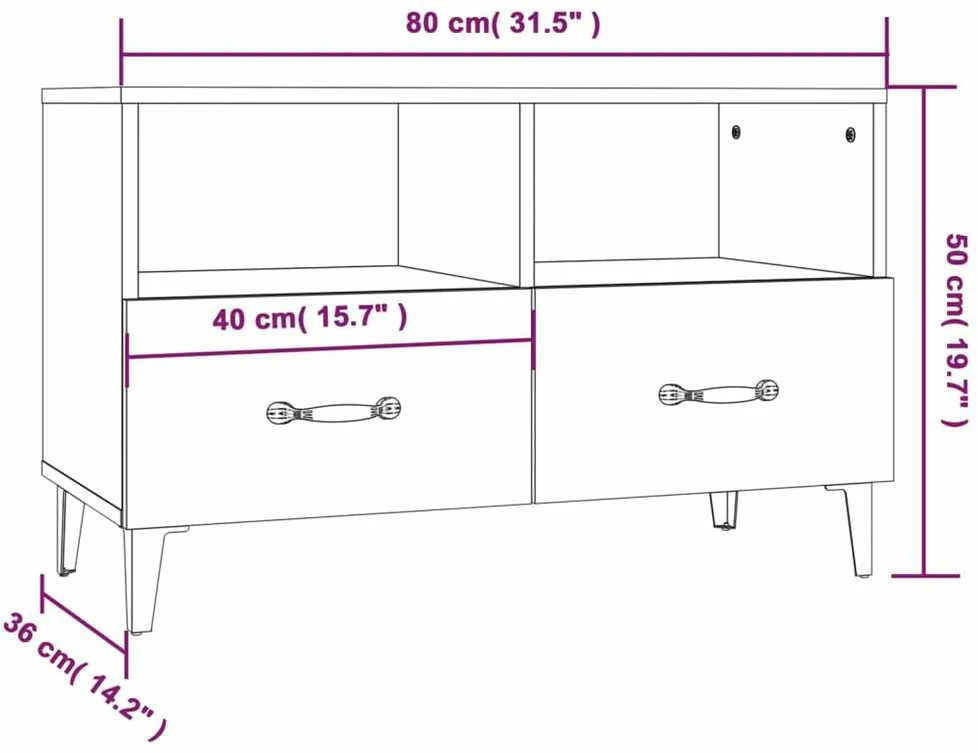 TV staliukas Televizoriaus spintelė, balta, 80x36x50cm, mediena, blizgi
