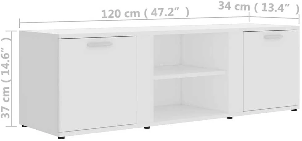 TV staliukas Televizoriaus spintelė, balta, 120x34x37cm, apdirbta mediena