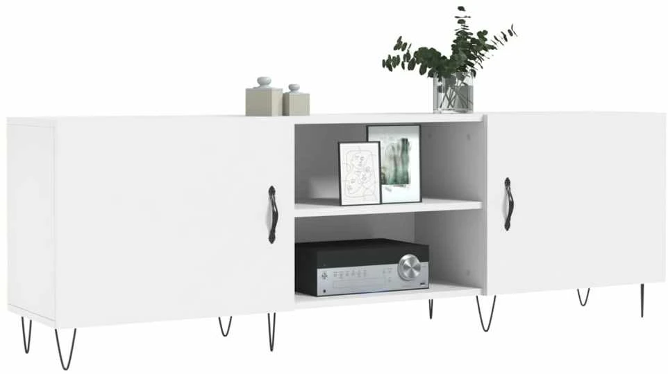 TV staliukas Televizoriaus spintelė, balta, 150x30x50cm, apdirbta mediena