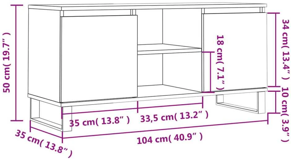 TV staliukas Televizoriaus spintelė, balta, 104x35x50cm, apdirbta mediena
