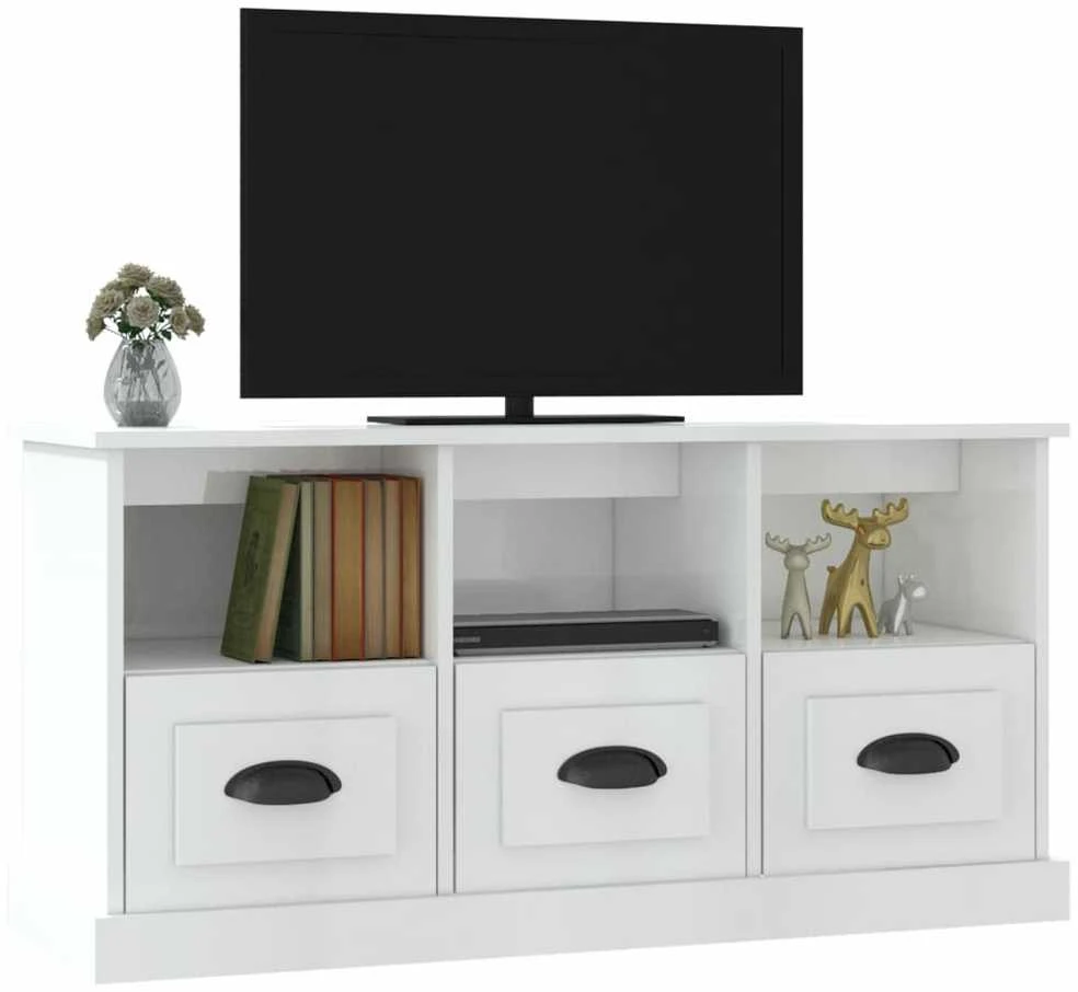 TV staliukas Televizoriaus spintelė, balta, 100x35x50cm, mediena, blizgi