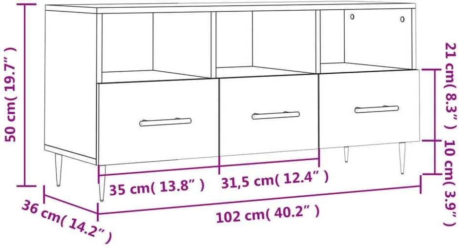 TV staliukas Televizoriaus spintelė, balta, 102x36x50cm, mediena, blizgi