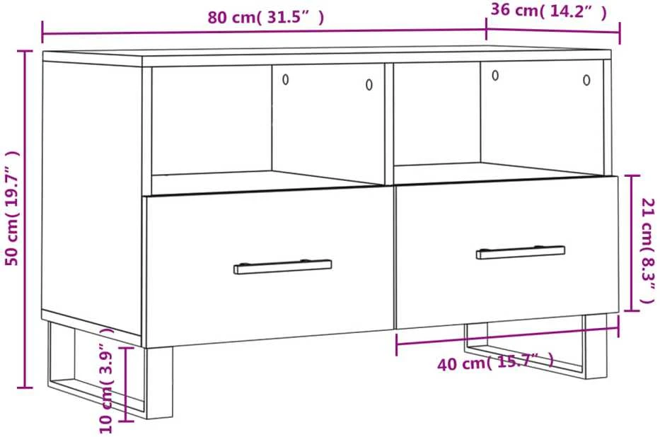 TV staliukas Televizoriaus spintelė, baltos spalvos, 80x36x50cm, mediena
