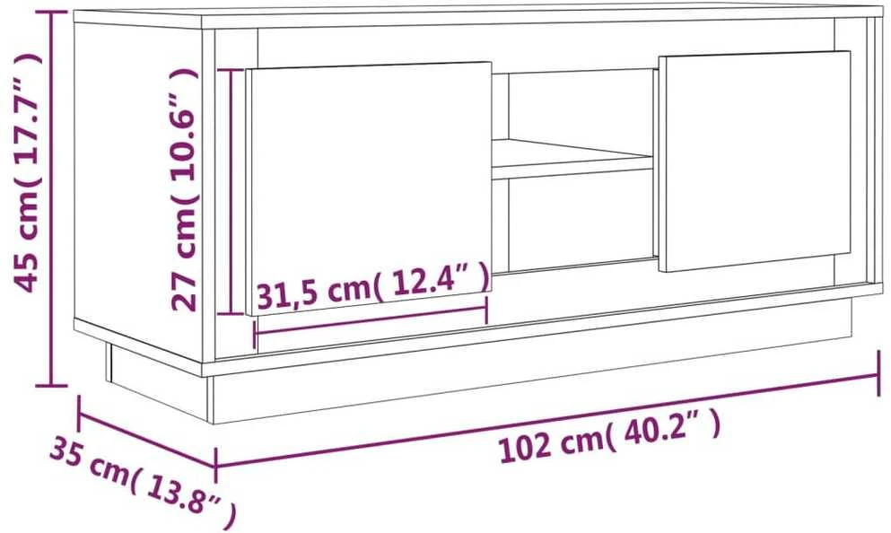 TV staliukas Televizoriaus spintelė, baltos spalvos, 102x35x45cm, mediena
